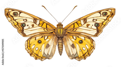 Detailed Macro Shot of Butterfly on White Background