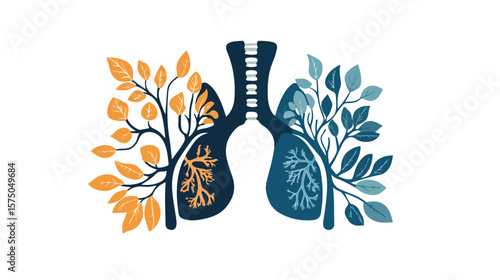 Detailed Human Lungs Flat Vector Design on White Background