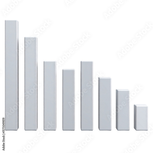 Free Download Declining graph showing a downward trend with diminishing rectangular columns in rendering. - GFXLoad