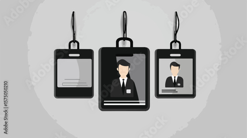 Black and White Flat Vector Icon Design for ID Card Usage