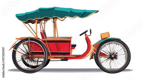 Modern Flat Vector Illustration of Rickshaw for Graphic Design Projects