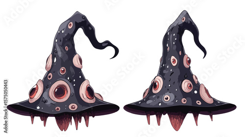 Spooky Witch Hat Illustration on White Background