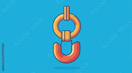 Industrial Crane Hook Flat Vector Icon Design