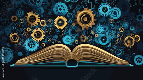 Isolated Ebook Gears and Computer Vector Design