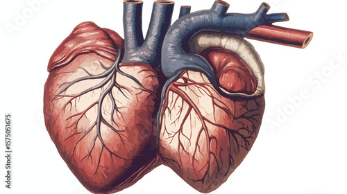 Isolated Human Heart Illustration on White Background