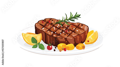 Isolated Gourmet Steak on White Background for Food Photography