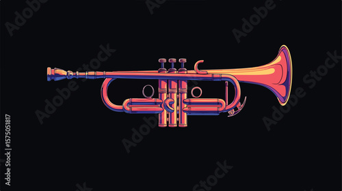 Elegant Isolated Trumpet Instrument in Flat Vector Design