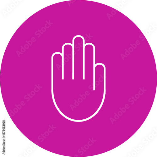 Hand Stop Gesture  Vector Line Pink Circle Icon Design