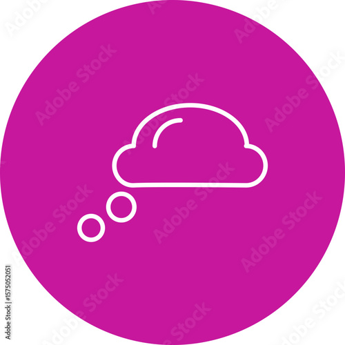 Conscious Thinking Cloud  Vector Line Pink Circle Icon Design