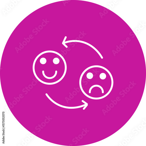 Controlled Emotions  Vector Line Pink Circle Icon Design