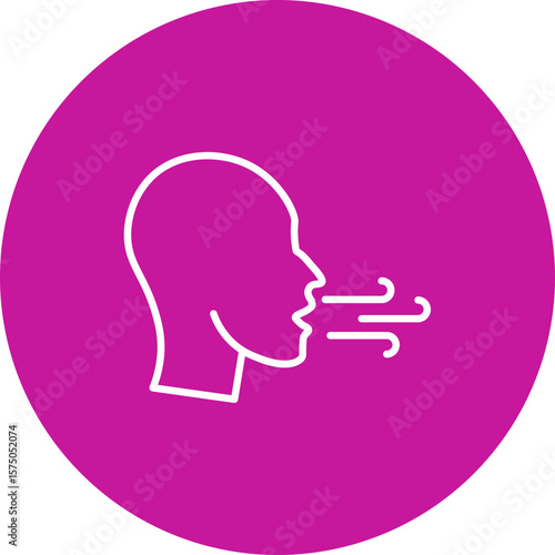 Breathing Exercise  Vector Line Pink Circle Icon Design