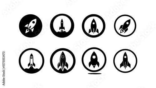 Booster Rocket Business Vector Logo Icon Set for Startup Growth