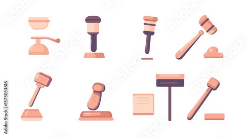 Professional Judge Gavel Flat Vector Design Isolated on White Background