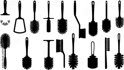 Diverse Set of Toilet Brush Silhouettes in a Bold and Graphic Arrangement
