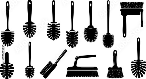 Diverse Set of Toilet Brush Silhouettes in a Bold and Graphic Arrangement
