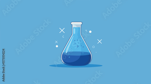 Laboratory Flask Flat Vector Icon and Clip Art for Science Projects and Education Materials