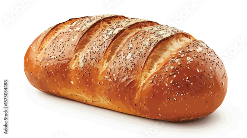 Fresh Large Loaf of Bread on White Background