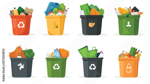 Messy Pile of Garbage in Flat Style