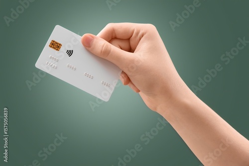 Hand with credit card on gr...