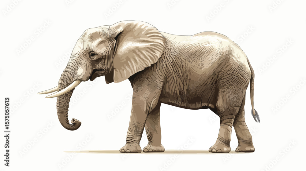 Fototapeta premium Majestic Elephant Vector Illustration on White Background