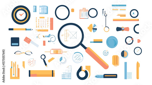 Modern Magnifying Glass Flat Vector Design Isolated on White Background