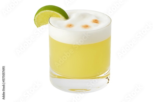 Pisco Sour Cocktail on White Background 