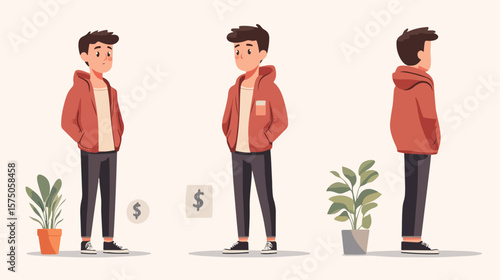 Financial Struggle Flat Vector Illustration
