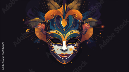 Colorful Mardi Gras Harlequin Mask Vector Illustration