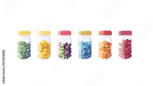 Medical Pills Bottle Vector Illustration in Flat Design