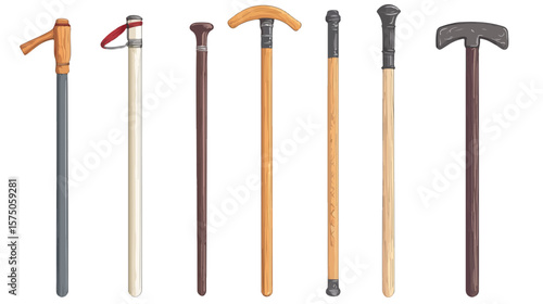 Metal Walking Stick Vector Design for Isolated Background