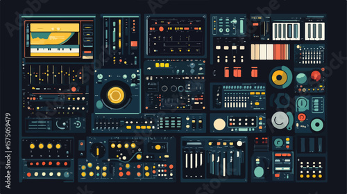 Professional Modern Music Equipment Flat Vector Illustration