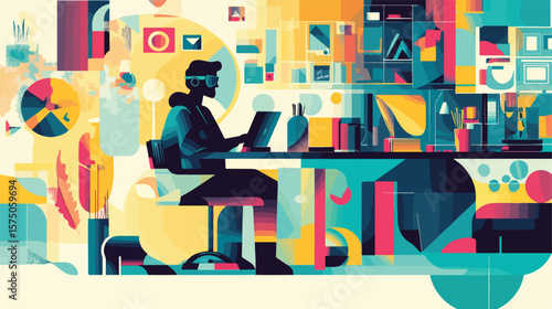 Creative Home Office Setup for Modern Graphic Designer