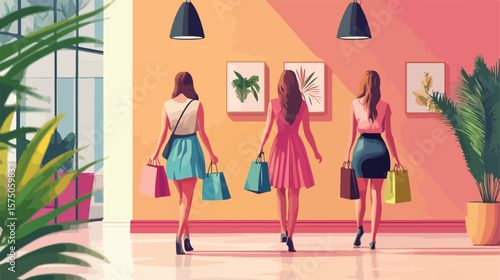 Stylish Women Shopping with Luxury Leather Purses - Fashion Concept
