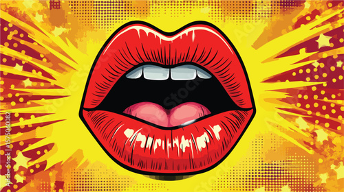 Expressive Female Lips with Speech Bubble for Wow Reactions