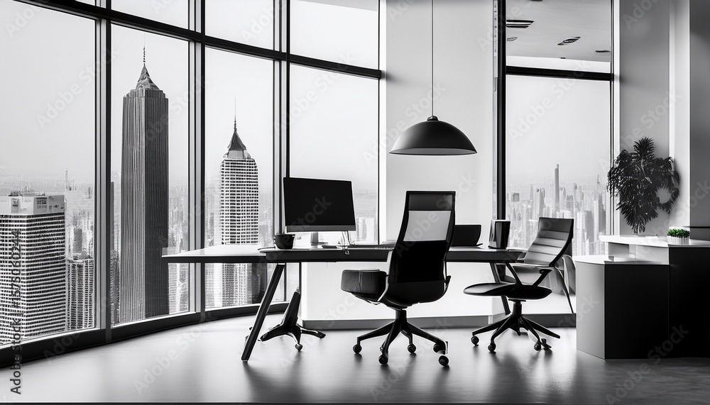Fototapeta premium black and white office interior