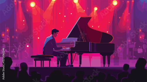 Mesmerizing Musician Playing Piano On Stage