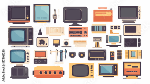 Vintage Old TV Simple Flat Vector Design Isolated on White