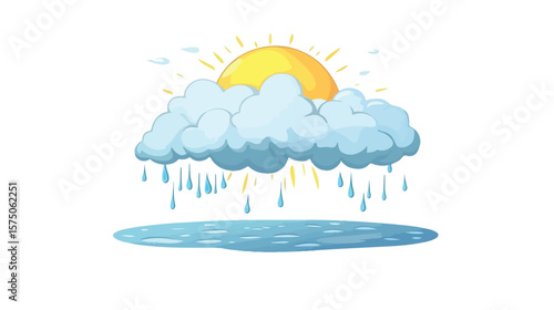 Isolated Overcast Weather Symbol Vector on White Background