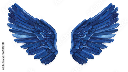 Stunning Blue Angel Wings Isolated On White Background