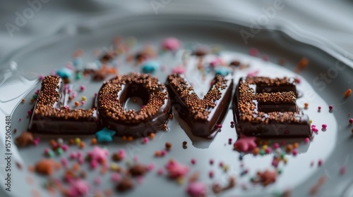 Chocolate-coated letters spelling out the word love