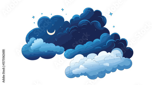 Partly Cloudy Night Weather Symbol Isolated for Designs