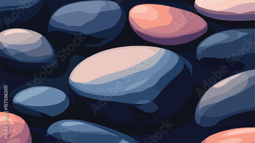 Smooth Stones and Pebbles Pattern Vector Background
