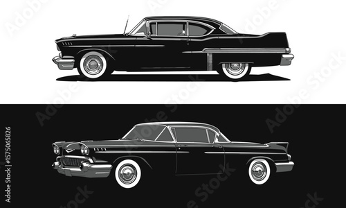 Vintage 1930s Car Pair Vector Art
