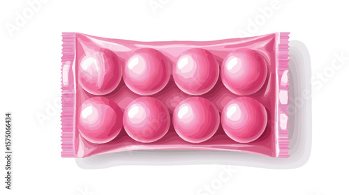 Pink Sweet Chewing Bubble Gum Package Vector