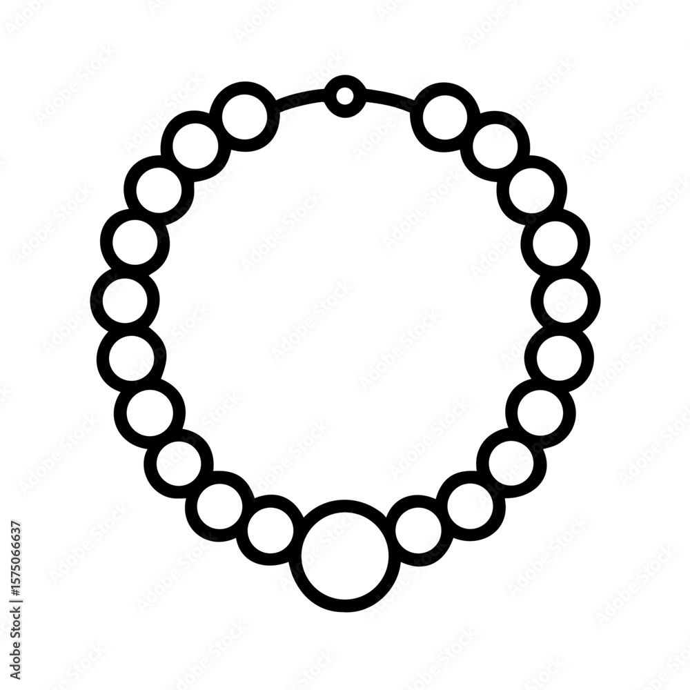 Obraz premium Minimalist outline icon pearl necklace