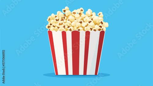 Tasty Popcorn Isolated on Vibrant Blue Background for Cinema Design