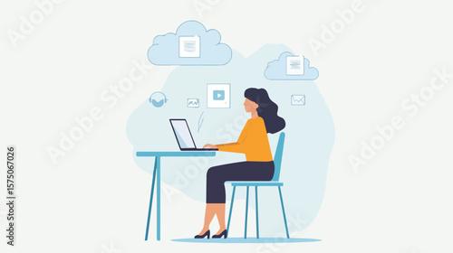 Confident Businesswoman Working at Desk in Office Setting