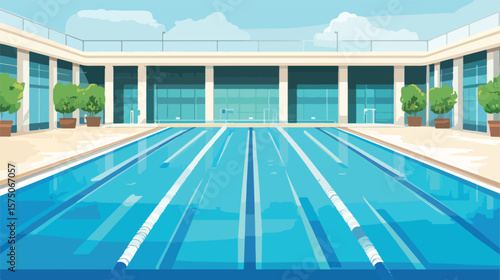 Luxurious Professional Swimming Pool with Elegant Paths for Relaxing Dip