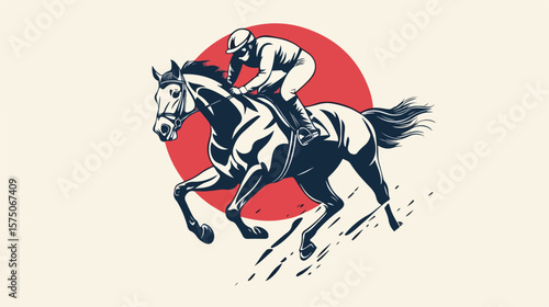 Dynamic Racing Horse and Jockey Logo Design Vector Illustration