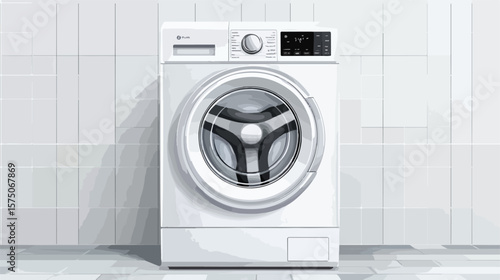 Modern Front Load Washing Machine with Digital Display
